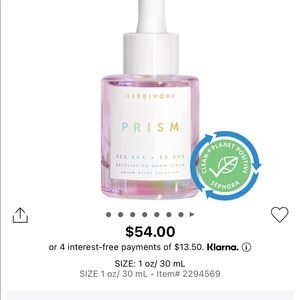 NIB Herbivore Prism AHA + BHA Exfoliating Glow Serum